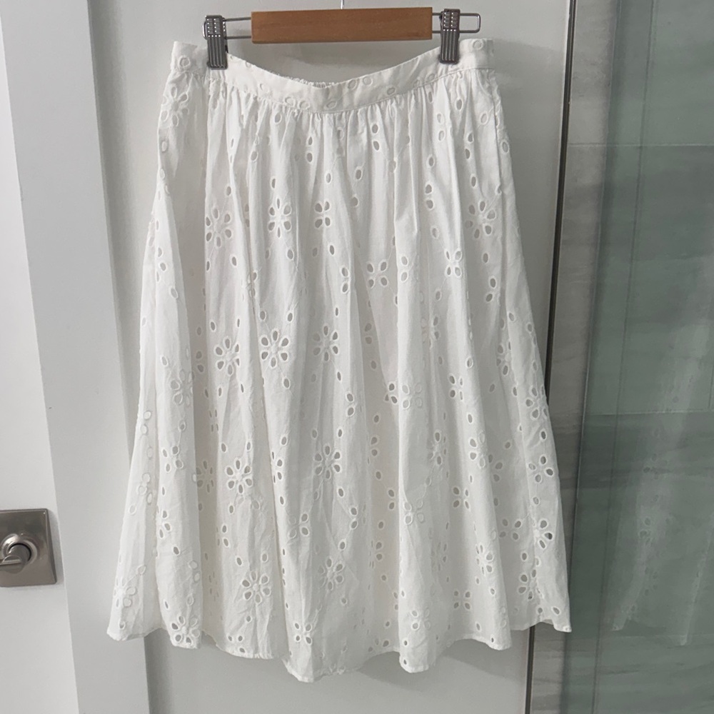 J. Crew White Eyelet A-Line Skirt